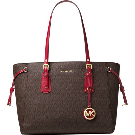 michael kors voyager medium leather tote|michael kors zip top tote.